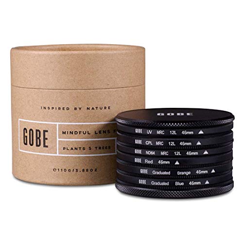 Gobe 46 mm UV Filter, Polfilter (CPL), Graufilter ND64, Farbfilter Rot, Farbverlaufsfilter Orange, Farbverlaufsfilter Blau - Filter Kit (1Peak)