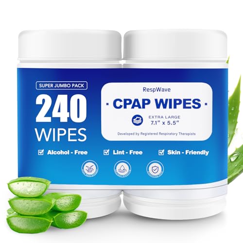 CPAP Mask Wipes, 240 Count (2-120 Canisters) Jumbo Pack, Unscented, Extra Large…