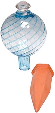Plant Nanny Spiral Fluted Watering Globe & Stake Set (24 oz, Aqua)
