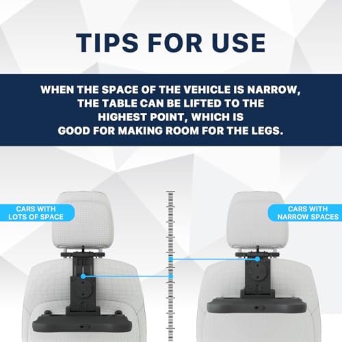 Car Table for Back Seat Passenger, Desk with Drink Holder and Mobile Phone Holder, Multifunctional Dining Table for Children Adults Foldable Adjustable Load Capacity 15-20 kg