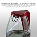 Ovente 1.5L BPA-Free Glass Electric Kettle, Fast Heating with Auto Shut-Off and Boil-Dry Protection, Cordless, LED Light Indicator (Maroon)