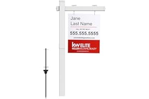 Kdgarden Vinyl PVC Real Estate Sign Post 6' Tall (4"x 4"x 72"), Realtor Yard Sign Post with Flat Cap for Open House and Home for Sale, 36" Arm Holds Up to 24" Sign, White (No Sign)