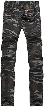 TMBSE Men's Slim Fit Distressed Biker Jeans (30, Camouflage)