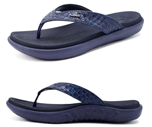 KuaiLu Womens Flip Flops Ladies Yoga Mat Comfortable Walking Thong Sandals With Plantar Fasciitis Arch Support Slip On Indoor Outdoor For Summer