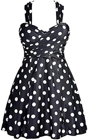 One Piece Swimsuits for Women Dot Monokini Swimwear Bathing Suits Halter Swimming Costume Front Twist Bikini Set Tummy Control Tankini Swimdress with Skirt