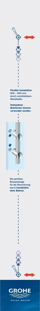 GROHE 27326000 Vitalio Joy 110 Duo Shower Rail Set including 2 Spray Options, Chrome, Sin pegamento - Image 5