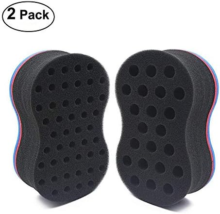 HALLO Hair Brush Sponge Twist Wave Barber Tool For Dreads Afro Locs Twist Curl Black (2 Pack)