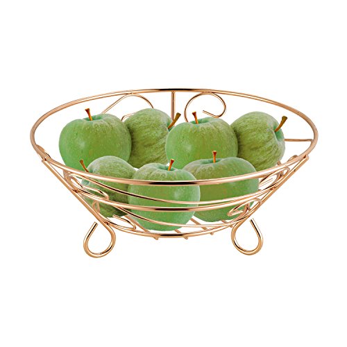 Home Basics Rose Fruit Basket, Gold