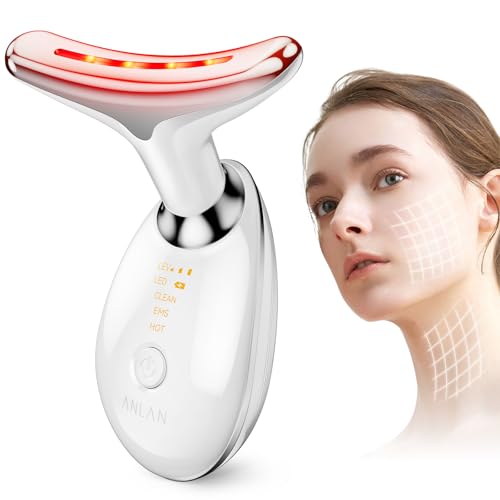 ANLAN Anti-Wrinkle Beauty Device, 45 °C Hot Compress Light Therapy EMS Face Massager Neck Lifting Firming for Face Toning, 5 Minute Off Timer