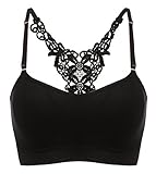 Bluetime Women's Seamless Workout Racerback Sport Running Yoga Bra (M, Black)