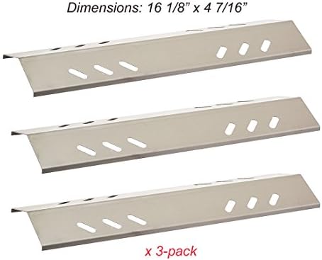 SH6421(3-pack) Stainless Steel Heat Plate Replacement for Select Gas Grill Models by BBQ Pro, Master Forge and Others