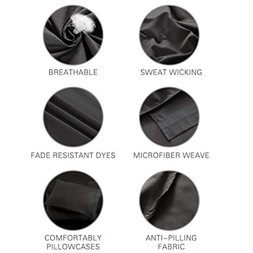Abakan Queen Bed Sheets Set 4 Piece Microfiber 1800 Series Hotel Luxury Bedding Sheet Breathable, Wrinkle Fade Resistant Soft Sateen Weave Deep Pockets Bedding Set (Queen, Dark Grey)