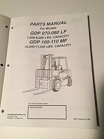 Yale Fork Truck Parts Manual GDP 070 080 LF 100 110 MF