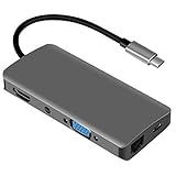 USB C Hub,9-in-1 Type C Adapter Dock with VGA Port ,4K USB C to HDMI,PD Power Delivery,1Gbps Ethernet Port,Mic/Audio portï¼ŒSD/TF Card Reader, 2 USB-3.0 Ports,Portable for MacBook Pro and Window USB Type C Laptops