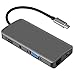 USB C Hub,9-in-1 Type C Adapter Dock with VGA Port ,4K USB C to HDMI,PD Power Delivery,1Gbps Ethernet Port,Mic/Audio port，SD/TF Card Reader, 2 USB-3.0 Ports,Portable for MacBook Pro and Window USB Type C Laptops