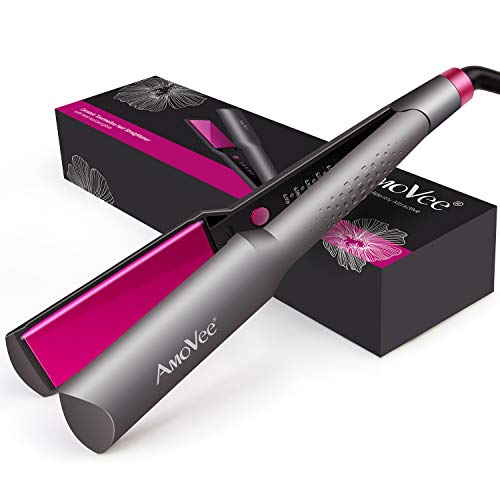 AMOVEE Pro Flat Iron Hair Straightener 1.75 Inch Ceramic Tourmaline Plates 10s Fast Heating Adjustable Temperature 265℉ to 450℉ Dual Voltage Auto Off, Glove Included, Iron/Fuchsia - Thumbnail 7