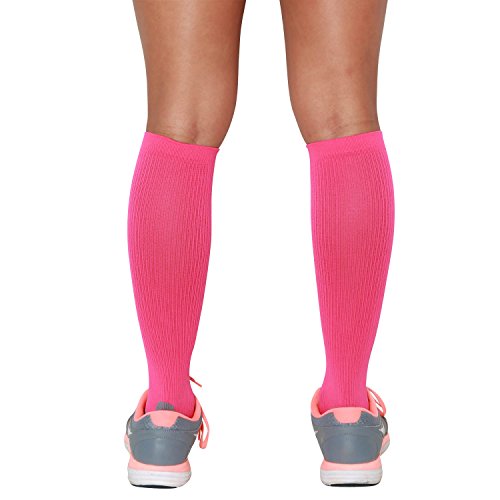Performance Compression Socks - Running Compression Socks, Graduated Compression (Large, Hot Pink) - Thumbnail 2
