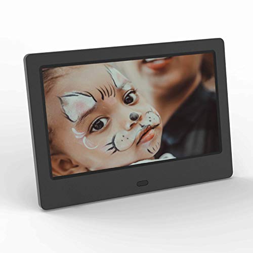 Digital Picture Frame 7 Inch Photo Slideshow – Winnovo D7 LCD Widescreen USB SD Card Slots Music Video Calendar Support Remote Control Auto Power On and Off – Black