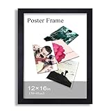 Adeco Black Wood 1.25-Inch Wide Poster/Picture Frame, 12 x 16-Inch