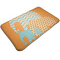 ASHOK ETHAN Large Soft and Absorbent Rugs,Bathroom Rug Mat (30 X 18 Inch) Aqua and Orange Elephants Machine Wash/Dry,Floor Mats for Tub, Shower and Bath Room
