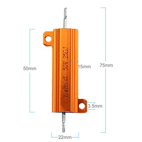 image for YiePhiot 2PCS 50W 25 Ohm Resistor Aluminum Case Wirewound Chassis Moun