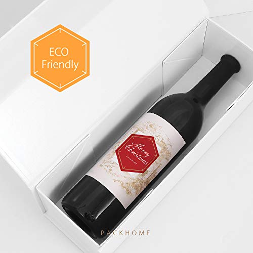 PACKHOME Wine Gift Boxes 13.5x4.5x4 Inches, Bottle Gift Boxes for Liquor and Champagne, Magnetic Closure Collapsible Gift Boxes (6 Boxes/Glossy White)