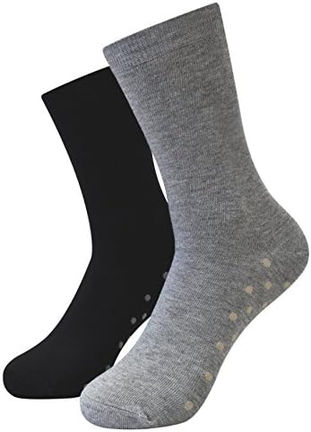 thought - Women's Solid Doris Bamboo Socks - Pack of 2 Pairs (Black + Grey Marl)
