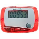 Portable Counter Mini Digital LCD Pedometer Sports Walking Running Step Counter Meter Walking Distance Miles, Daily Target Monitor, Exercise Time, Calorie Counter Red