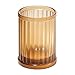 mDesign Bath Accessory Set, Soap Dispenser Pump, Toothbrush Holder, Tumbler, Soap Dish - 4 Pieces, Amber/Bronze