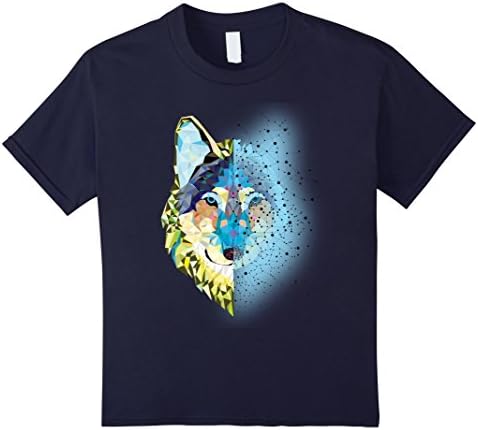 unisex-child Geometric Wolf T-Shirt Tee Squared / Abstract / Color 6 Navy