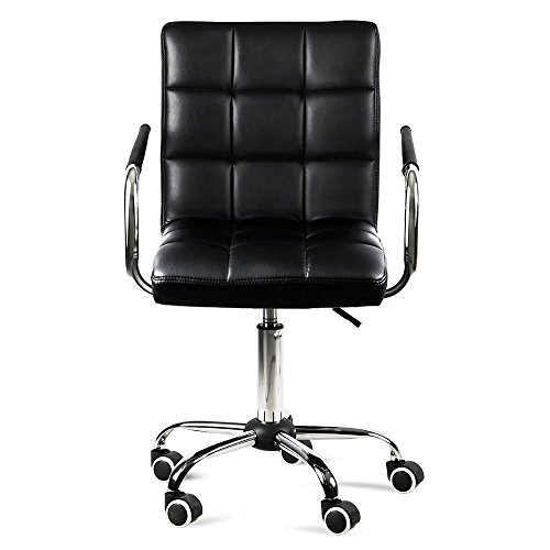 Yaheetech Modern Faux Leather Home Office Chair Swivel Computer Desk Chair on Wheels Black