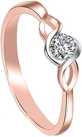 925 Sterling Silver Elegant Classic CZ Special Solitaire in Rose Gold Finished Ring for Woman & Girl