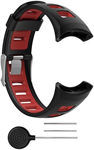 Men's Universal Dual Color Silicone Watch Band Watch Strap Wristband for SUUNTO Quest M1 M2 M4 M5 M Series Smart Watch (Black)