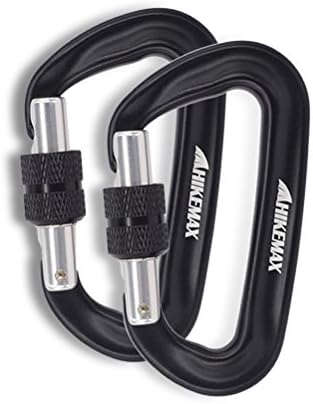 12KN Snag-Free Wiregate Carabiners Set with Pouch - Lightweight 7075 Aluminum Biners (Set of 2/4) - Best for Hammocks, Clipping On Camping Accessories, Keychains and More, Black