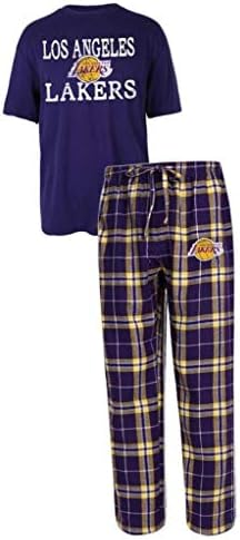 NBA Los Angeles Lakers Men's Shirt and Pajama Pants Flannel PJ Sleep Set