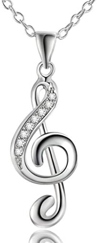 Alixy Alixyz Mother's Day Gift, Women Fashion Pendant Chic Treble G Clef Music Note Jewelry Charm Necklace Gift (Silver, alloy)