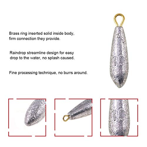 Hilitchi Raindrop Bullet Streamlined Shape Fishing Weights Bullet
