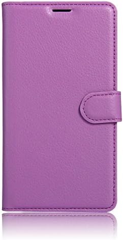 For ARCHOS 50 COBALT[Concise]Fashion Cute Magnetic Snap Wallet Card Flip Synthetic Holster Leather Stand With TPU Case Cover -PURPLE