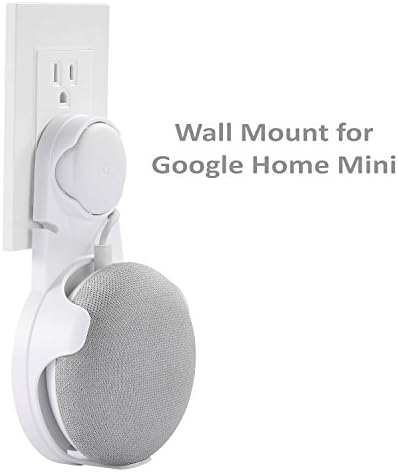 Wall Mount For Google home mini Without Mess Wires Or Screws, A Space-Saving Solution for Your Google home mini, Compact Holder Case Plug in Kitchens, Living Room, Office, Bathroom And Bedroom, WHITE