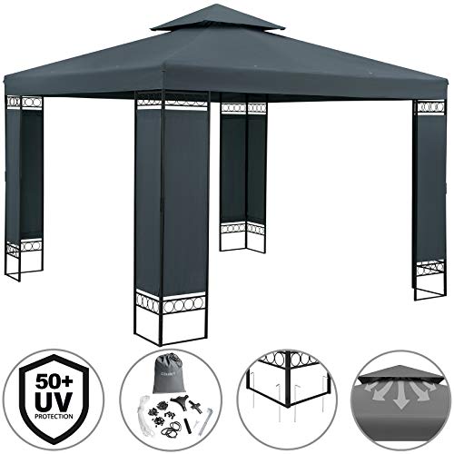 Casaria Pavillon Lorca 3x3m Metall Wasserabweisend UV-Schutz 50+ mit Seitenteile Stabil Gartenpavillon Modern Anthrazit – Bild 8