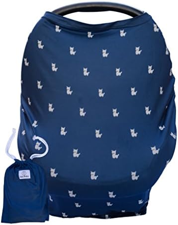 Alpy Baby Car Seat and Nursing Cover - Privacy Poncho for Breastfeeding - Safety Canopy for Shopping Carts, High Chairs & Sun Shade for Carriers - Soft, Breathable - Extra Large, Navy with Cute Llamas