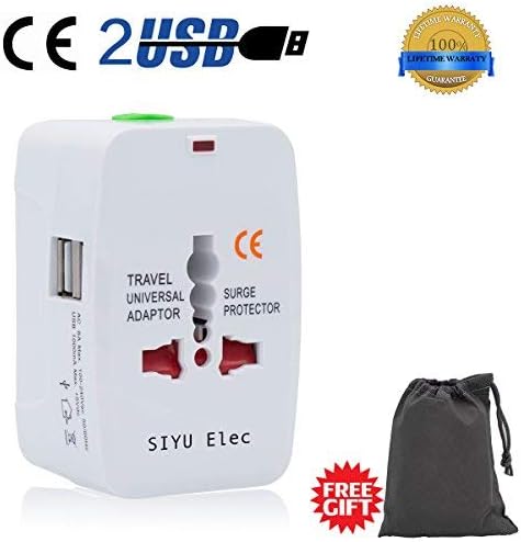 Travel Adapter, International Universal Power Converter Plug, All In One Outlet Charger US to Europe Argentina, Electrical Adaptor 220v with Dual USB for UK USA EU Australia South America Asia etc