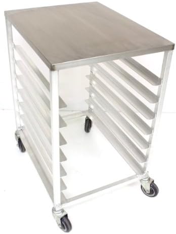 Magna Industries 23830 Aluminum Mobile Work Table with Stem Casters and Stainless Steel Top, 20-1/2" Width x 34-1/2" Height x 26" Depth, 7 Shelves