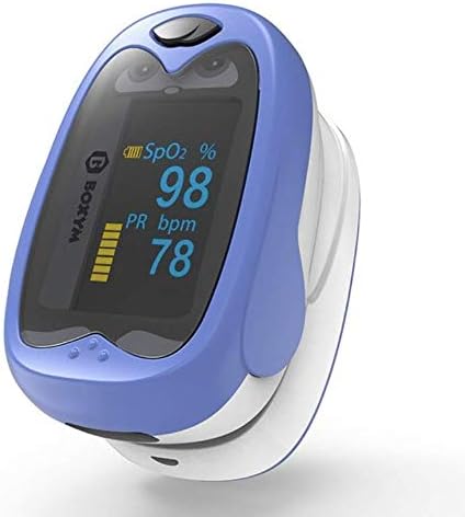 GadgetMarket Child Fingertip Oxygen Saturation Monitor, Pediatric SpO2 Blood Oxygen Saturation Monitor | Heart Rate Monitor | for 1-12 Years Old Children | Digital Auto Rotating OLED Screen with Rechargeable Battery | Blue
