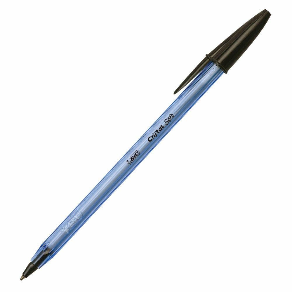 BIC 921263 Cristal Soft Ballpoint Pens Non-Retractable Black Box of 50