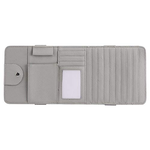 idain PU Leather Car Sun Visor CD Holder Organizer Case Storage Clip,Pen Glasses CD Card Holder Storage Pouch,Gray
