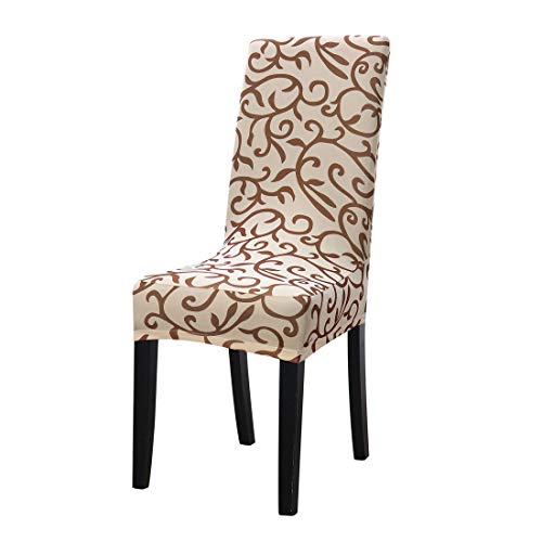 uxcell Dining Chair Cover,Stretch Bar Stool Slipcover Kitchen Chair Protector Spandex Pattern Chair Seat Cover for Home Decorative/Dining Room/Party/Wedding Medium,Champagne Coffee