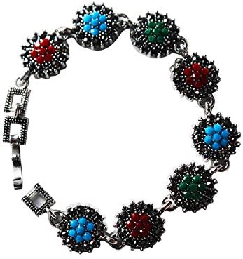 AyA Fashion Multicolor Black Metal Stone Studded Bracelet for Women