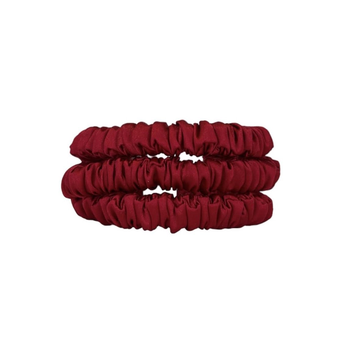 Jasmine Silk Pure Silk Charmeuse Scrunchie - Scrunchies For Hair (3 pack Skinny Burgundy)
