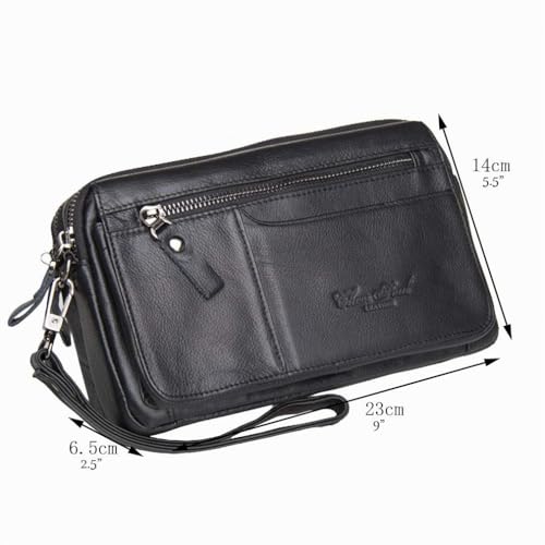 Leather Clutch Bag Wrist Bag for Men Women Outdoor Business Travel Organizer Wrist Strap Waist Bag Coin Purse Multiple Pocket Phone Holder iPhone 7 Plus/8/8 Plus/X, #01